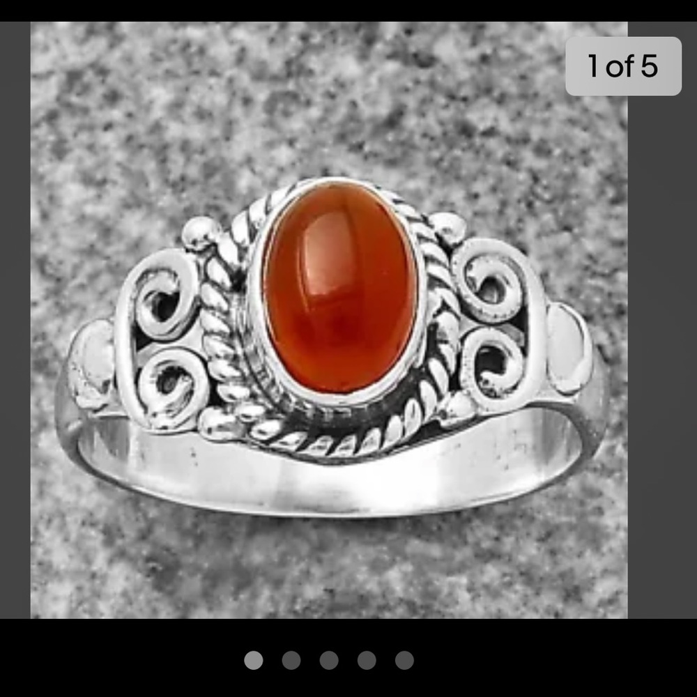 Natural Carnelian 925 Sterling Silver Ring s.6 Jewelry